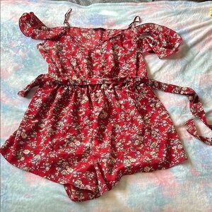 Floral Red Women’s Romper